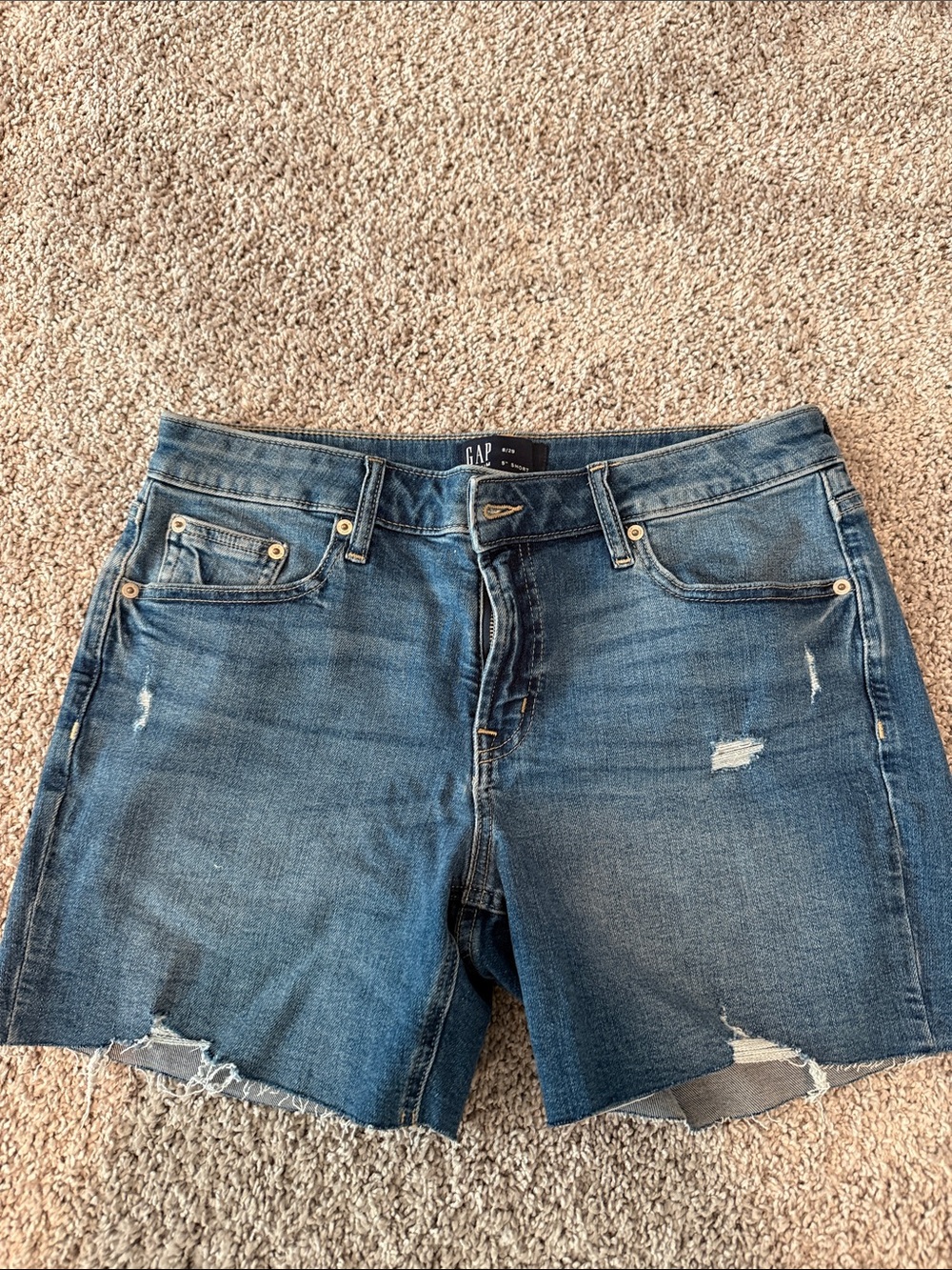 GAP Distressed Medium Blue Denim Cutoff Shorts